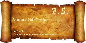 Nemes Sándor névjegykártya
